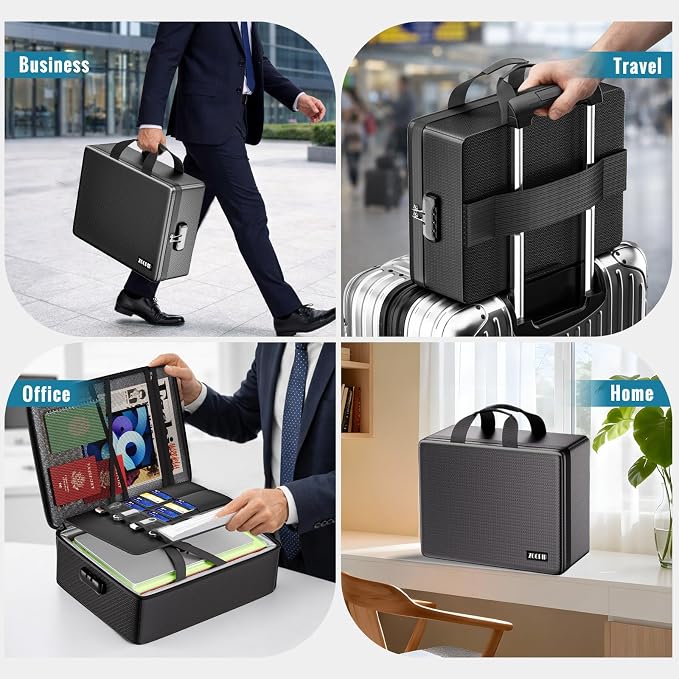 Fireproof Document Box with Lock, 16.3”×12.2”×4.9” | Hard Document Organizer - Image 7