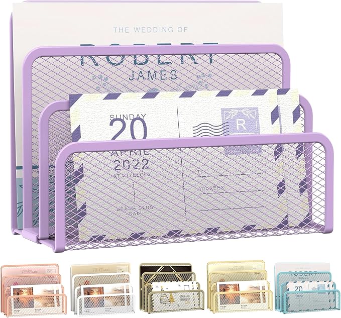 SUPEASY Mail Organizer for Desk, Mesh Metal Mail Holder Countertop by SUPEASY