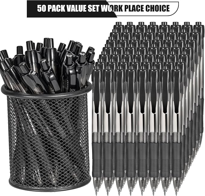 deegtran Pens Bulk, 50 Pack No Bleed Black Ink Click Pens - Image 2