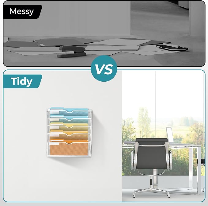 SUPEASY 5 Tier Wall File Organizer, Hanging Wall Mounted Mail Organizer - Image 5