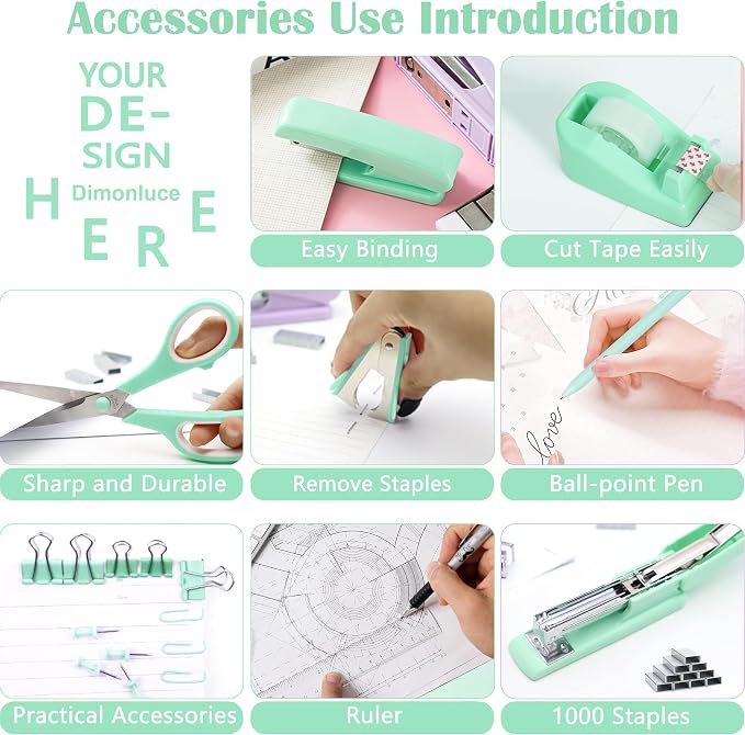 Dimonluce Green Office Supplies, Teal Desk Accessories Accessories - Image 4