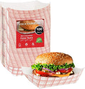 100-Pack 3 lb Paper Food Trays – Red & White Checkered Disposable Paper Food by StockYourHome
