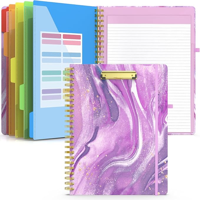 Sooez Clipboard with Storage, Foldable Spiral Clipboard Folio with Refillable by Sooez