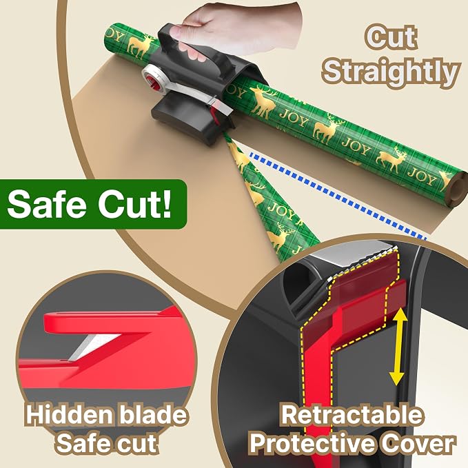 Wraprocut Wheel Wrapping Paper Cutter & Tape Dispenser - Image 4