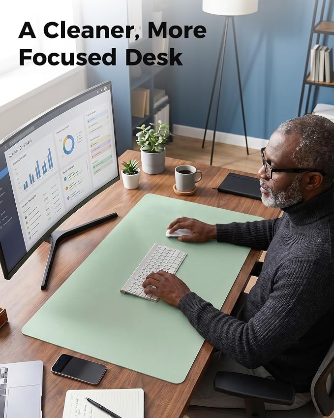 Aothia Double-Sided Desk Pad – 37.8"x17" Leather Desk Mat - Image 7