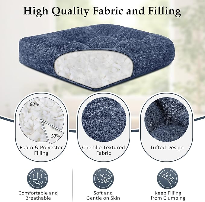 downluxe Chair Cushions for Dining Chairs 2 Pack, Tufted Indoor Chair Pads - Image 2