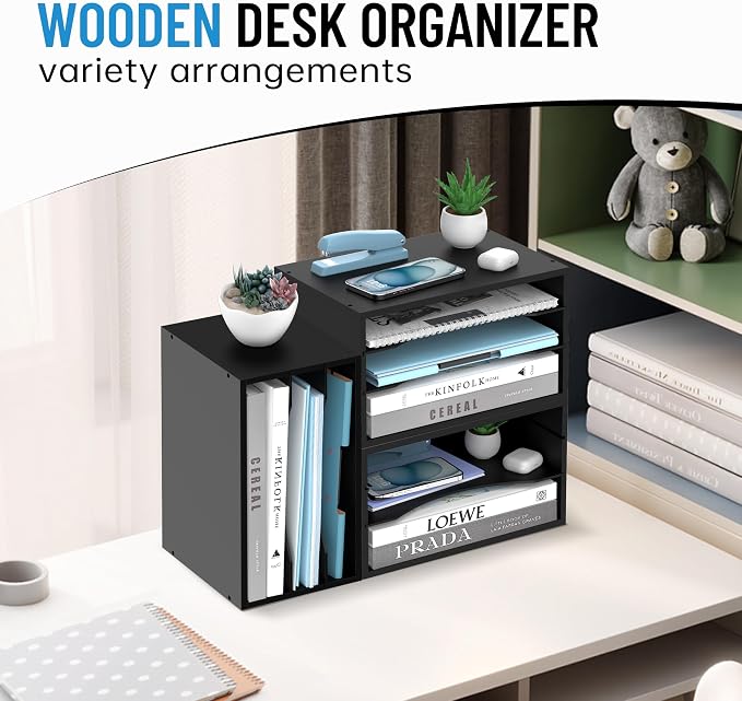 Wood Desk Organizer, 3 Tier Paper Tray Organizer - Image 3