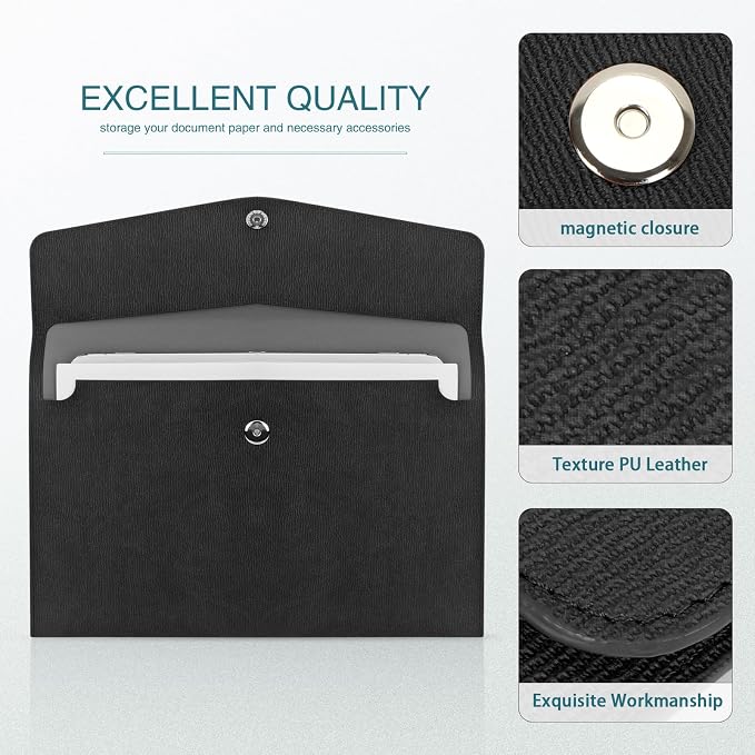 FYY File Folder, PU Leather A4 Document Holder File Organizer Filing Envelope - Image 4
