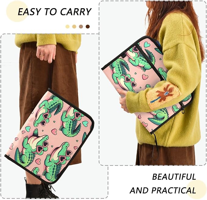 Expanding File Folder Alligator Crocodiles Pink Accordion File Organizer 13 - Image 2