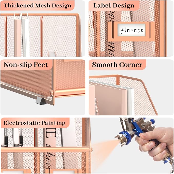 SUPEASY Desk Organizers Metal Desk Magazine File Holder - Image 4