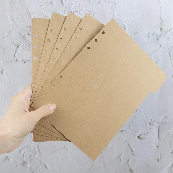 AUEAR, 3 Sets A5 Kraft Paper Divider 6 Holes Ring Index Page Tab Cards - Image 4