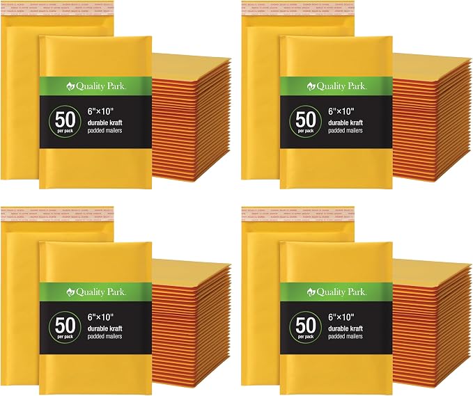 Quality Park Bubble Mailers, 6 x 9 Shipping Envelopes, Durable Brown Kraft by Quality+Park