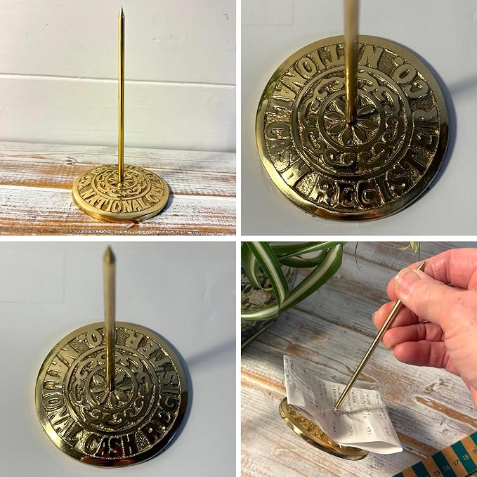 Solid Brass Vintage Receipt Spike – Heavy Duty Bill Fork Holder, Classic Paper - Image 4