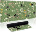 Cute Cat Mouse Pad Large Green Desk Mat Extended Keyboard Mouse Pad Kawaii by Unknown