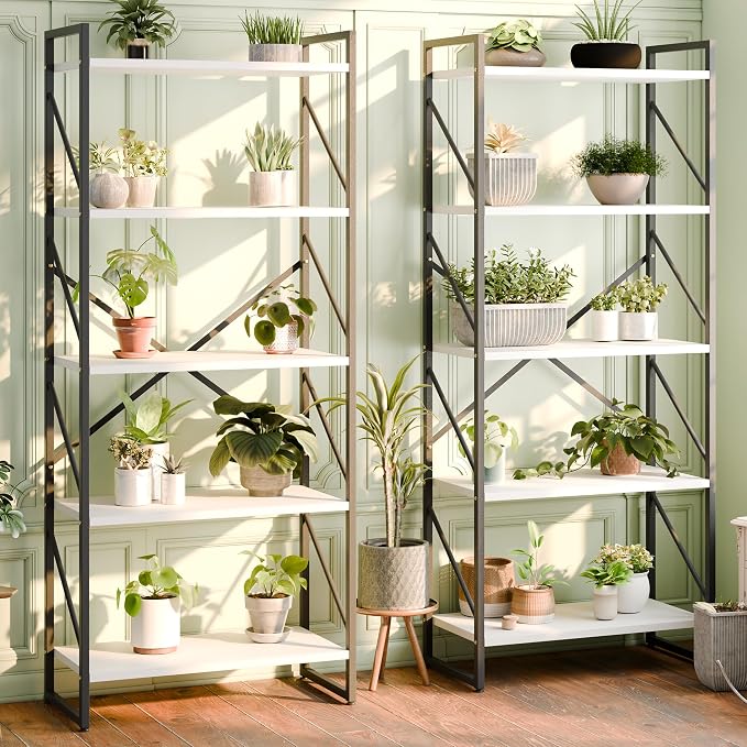 Shintenchi 2-Tier Bookshelf: Tall Industrial Bookcase - Image 3