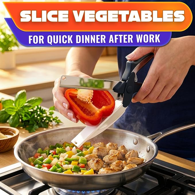 2 in 1 Kitchen Scissors for Food – Stainless Steel 9.5" Tomato Knife Chops - Image 8