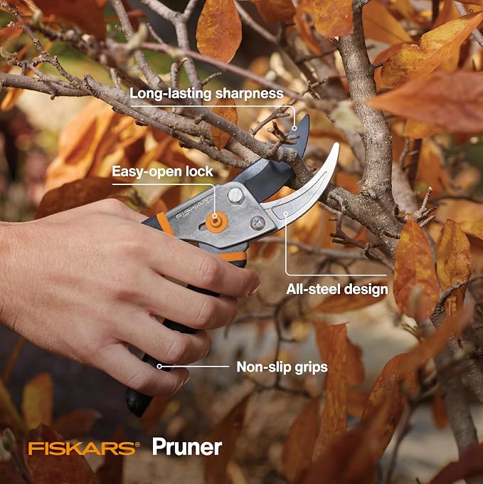 Fiskars Bypass Pruning Shears, 5/8" Cut Capacity Gardening Scissors, - Image 2