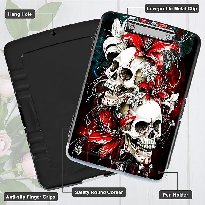 Red Lily Skull A4 Clipboard - Image 5