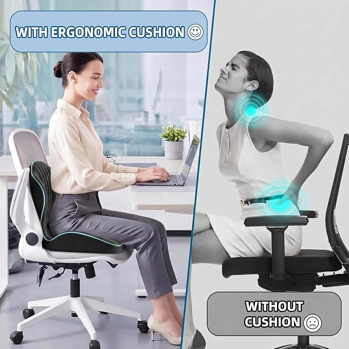 Ergonomic Waist Support and Seat Cushion, 2-in-1 Memory Foam Pad, Hollow Design - Image 3