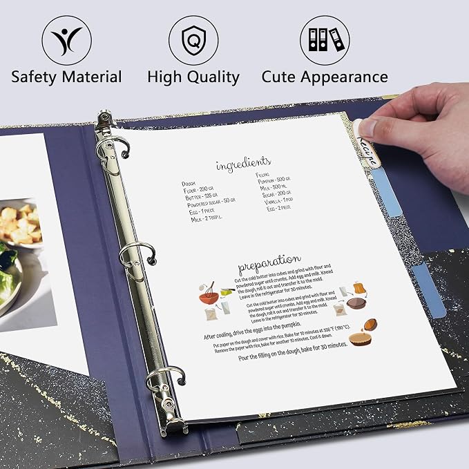 Cute 3 Ring Binder with Clipboard, 1 Inch Round Ring Organizer with 5 Tab - Image 3