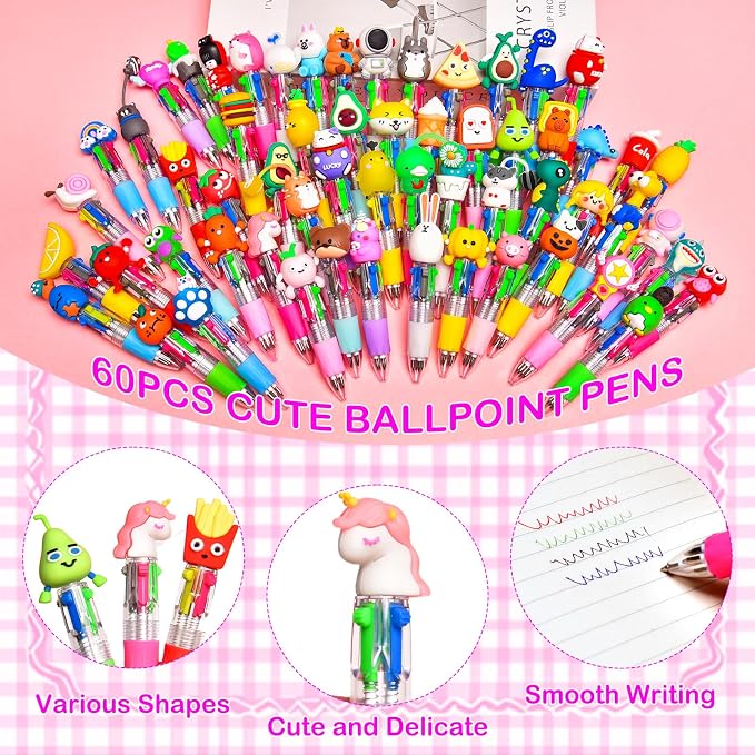 60Pcs Mini Multicolor Pens in One 4-in-1, Cute Pens Bulk - Image 6