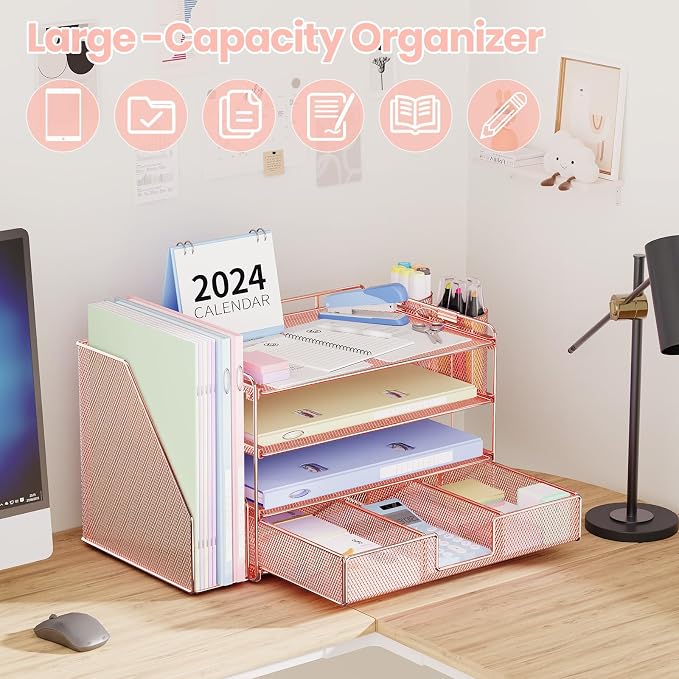 OPNICE Desk Organizers and Accessories, 4-Tier Desktop File Organizer - Image 3