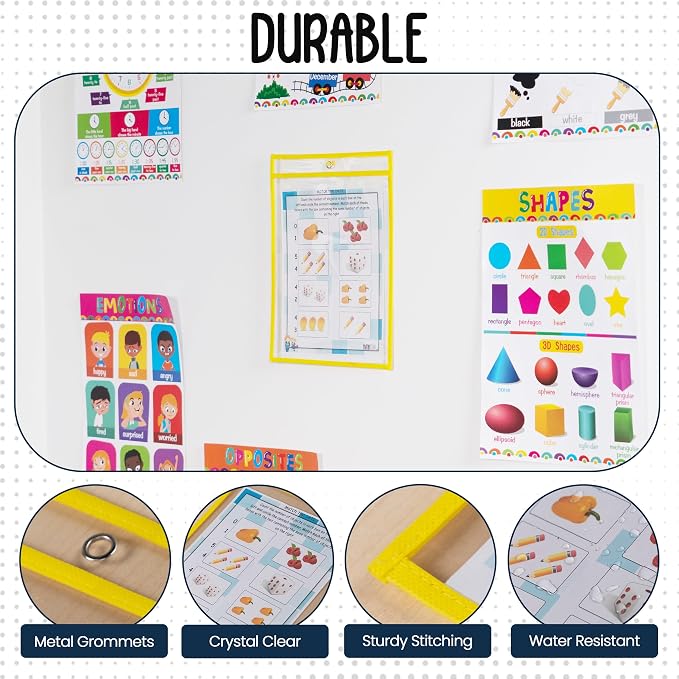 Essex Wares - 6 Pack, Dry Erase Pocket Document Protectors, Water-Resistant & - Image 4