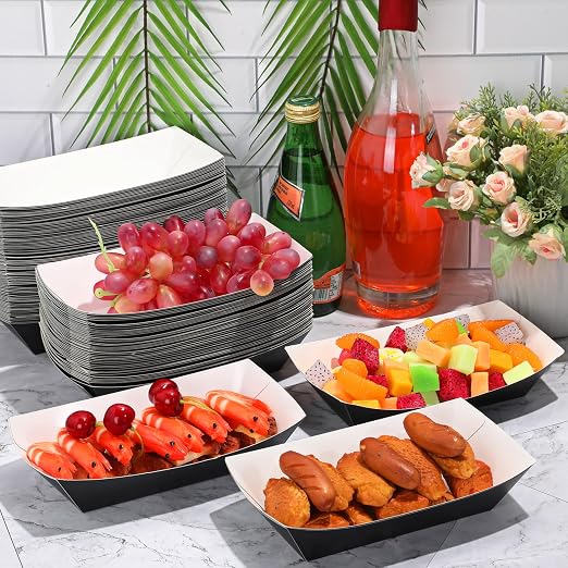 Yinkin 200 Pcs Paper Boat Disposable Graduation Food Trays Nacho Trays Kraft - Image 4