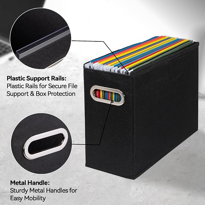 4 Pack Letter Size File Storage Box Collapsible, Fabric Hanging File Folders - Image 4