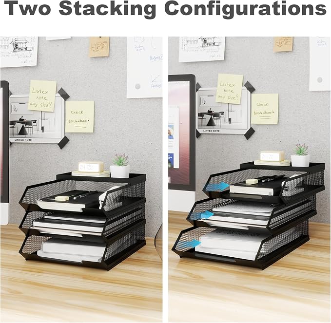 Natwind 3-Tier Stackable Metal Mesh Paper Organizer - Image 3