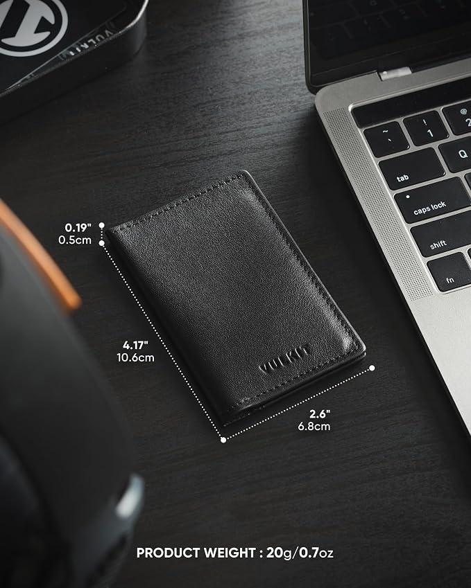 VULKIT Leather Business Card Holder 2 Sided Slim Business Name Card Organizer - Image 5