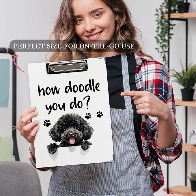 Funny Black Doodle Clipboard, Cute Puppy Dog Clipboard - Image 5