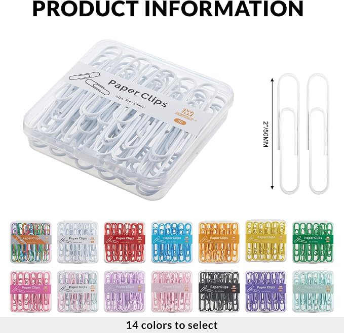NEEWAY Colorful Large Paper Clips, 2 Inch Jumbo Paper Clips, 3 Pack of 50 - Image 2