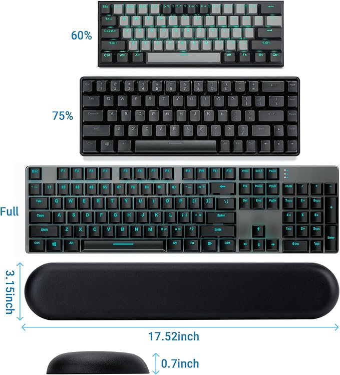 PU Leather Keyboard Wrist Rest, Ergonomic Memory Foam Wrist Support - Image 4