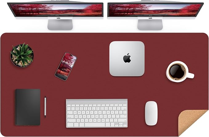 AFIING Cork Desk Mat 47" x 23.6", Dual-Sided Natural Cork & PU Leather Desk Pad by AFIING