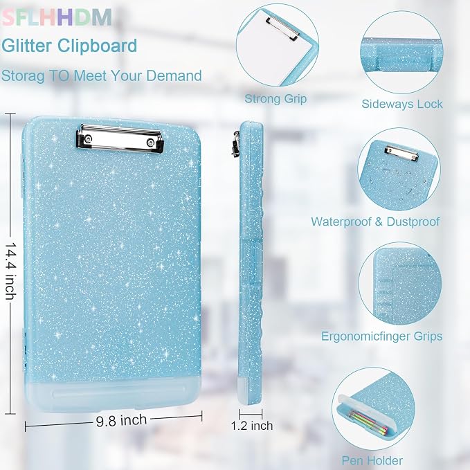 Glitter Clipboard with Storage, Storage Clipboard with Pen Holder, A4 Binder - Image 2
