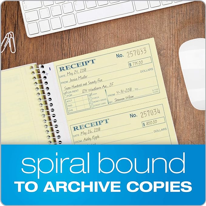 Adams Money and Rent Receipt Book, 2-Part Carbonless, 5-1/4" x 11", Spiral Bound - Image 4