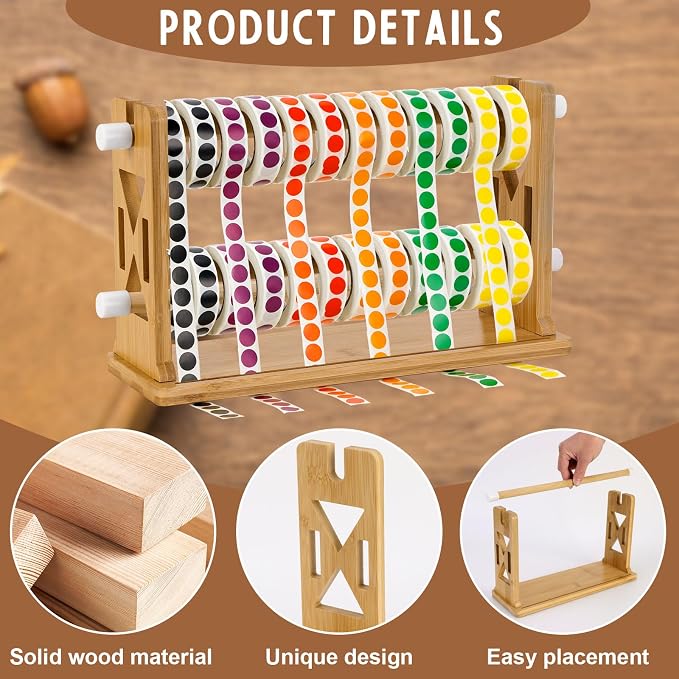 Wooden Label Dispenser Label Roll Holder Dispenser 13x4.5x8 inch Label Sticker - Image 3