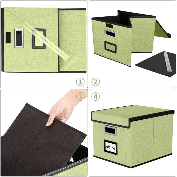 File Organizer Box with Lid, Collapsible File Folder Organizer - Image 6