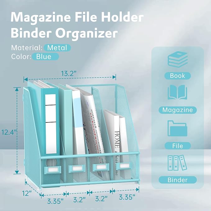 SUPEASY Magazine File Holder Desk Organizer, Metal Binder Holder - Image 3