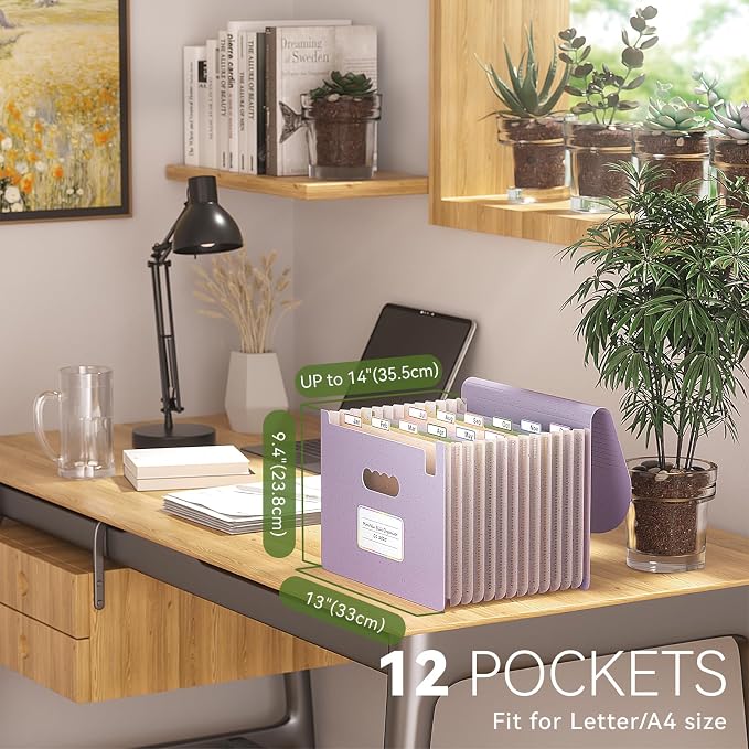EcoStash Accordion File Organizer, 12-Pocket Wheat Straw Expanding File Folder - Image 2