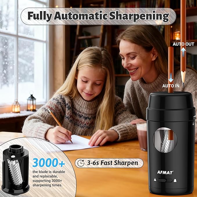 AFMAT Electric Pencil Sharpener, Auto in & Out, Fully Automatic Pencil Sharpener - Image 2