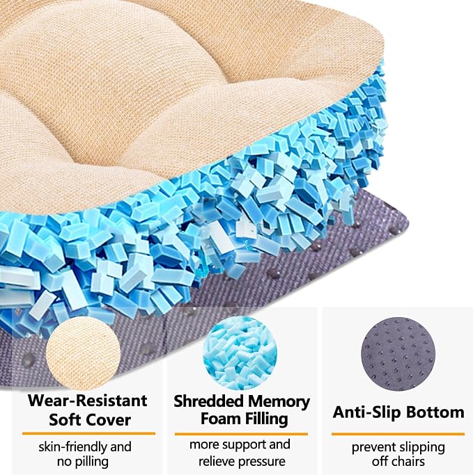 MAGIC ELEPHANT Chair Cushions for Dining Chair, Shredded Memory Foam Kitchen - Image 2