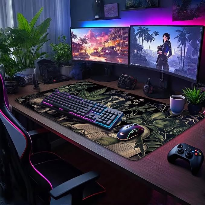Gothic Dark Botanical Large Gaming Mouse Pad 31.5"x15.7"｜XXL Desk Mat, Non-Slip - Image 2
