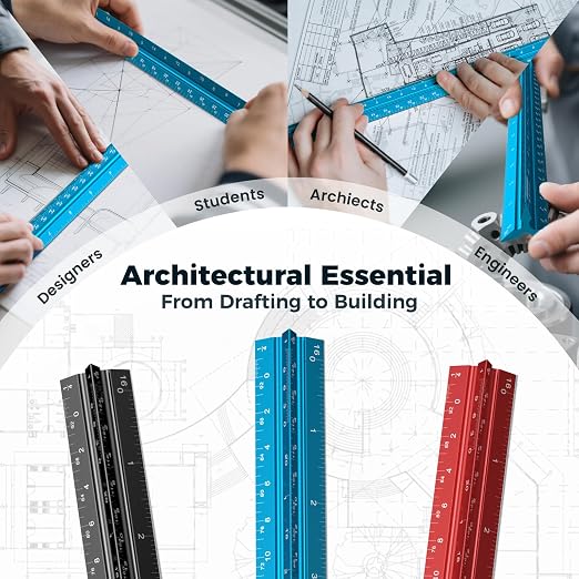 Rena Chris Architectural Scale Ruler: 12" Imperial Aluminum Alloy Metal - Image 4