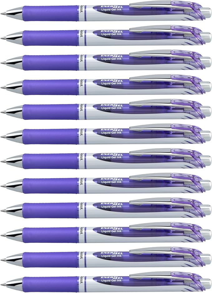 Pentel EnerGel RTX Retractable Liquid Gel Ink Pen, Medium line, Lilac Ink by PentelofAmerica