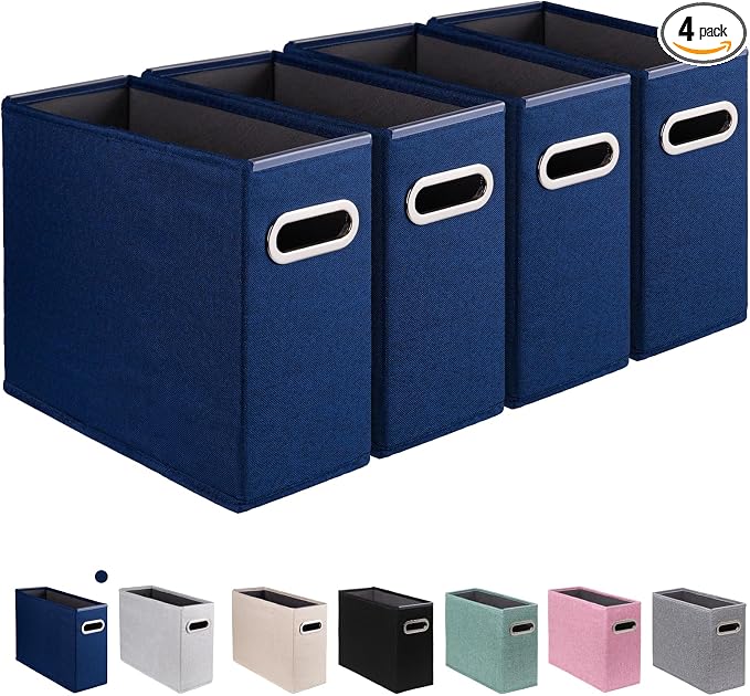 4 Pack Letter Size File Storage Box Collapsible, Fabric Hanging File Folders by ComfortKeeper