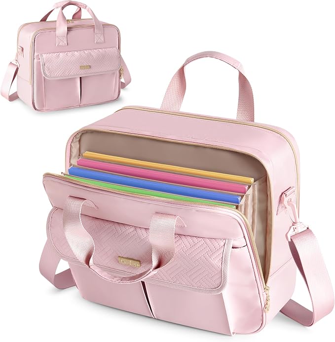 Teacher Bag with Accordion File Organizer, 15.6 Inch Laptop Briefcase by Prokva