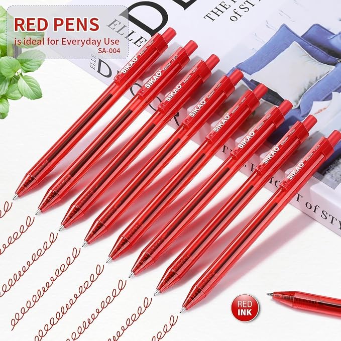 Red Pens Bulk, 16 Pack Retractable Ballpoint Pens Red Ink | 1.0mm Smooth - Image 2