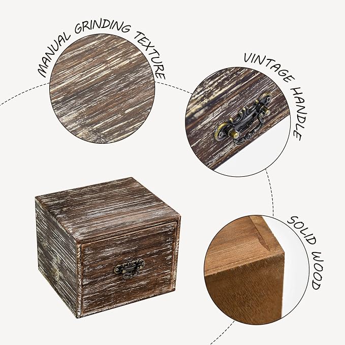 Office Desk Organizer with Drawers Dark Brown Vintage Square Wood Desktop - Image 4
